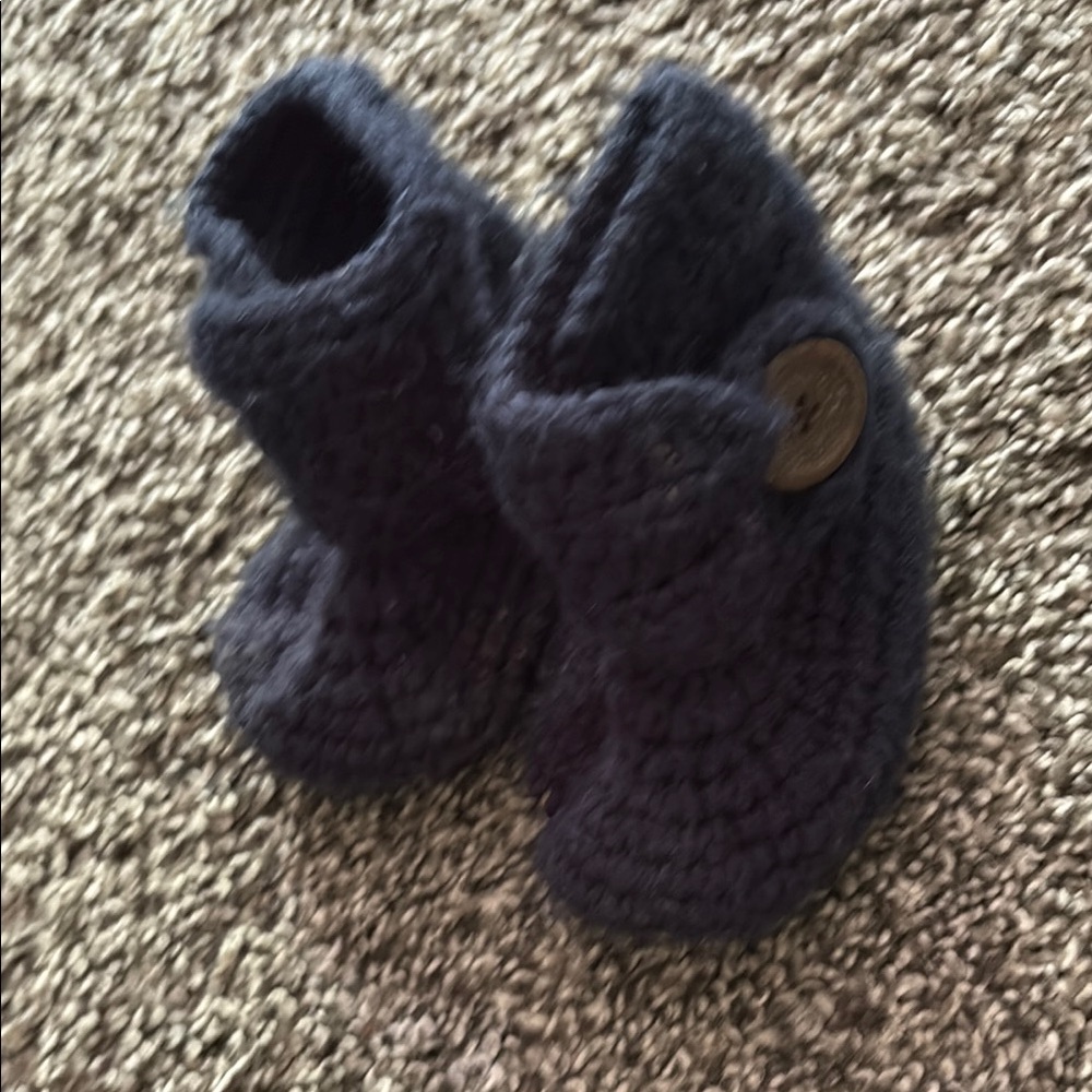 Cozy Knit Button Booties for Kids - Black